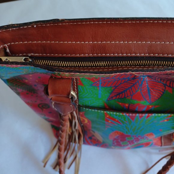 SOLD!--Patricia Nash Tropicana Summer, Cuban inspired Leather Bag - Picture 4 of 9
